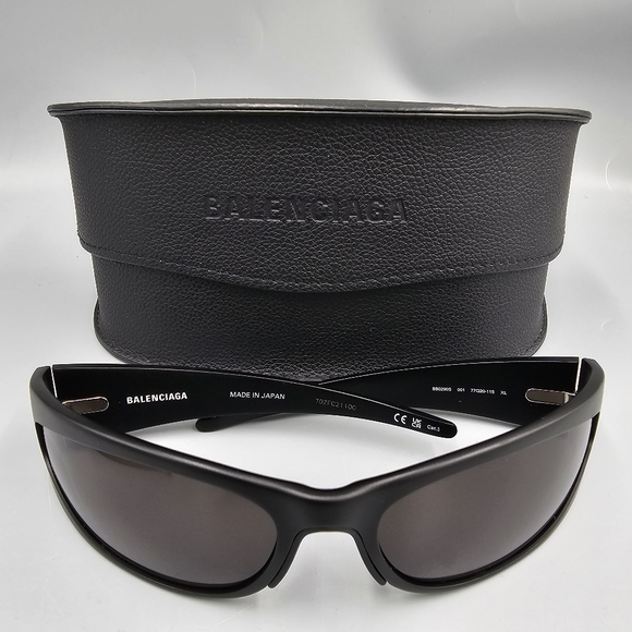 Balenciaga Geometric Aluminum Sunglasses BB0290S-001 Black Frame Grey Lenses - Picture 2 of 12